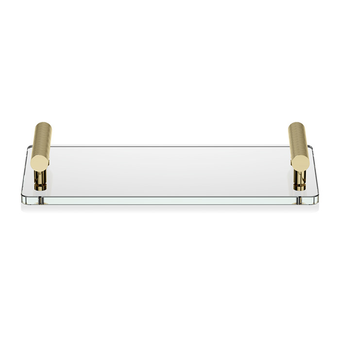 Decor Walther Club Tab Поднос с ручками, стеклянный, цвет: золото / прозрачное стекло