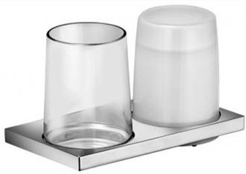 Держатель двойной KEUCO Edition 11  11153 019000 для стакана и дозатора для жидкого мыла поверхность хром/стекло