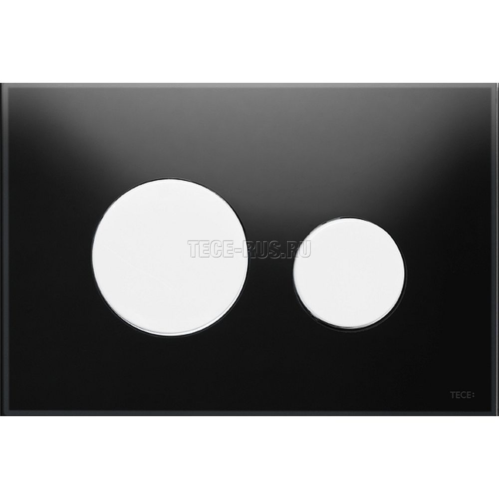 TECEloop панель смыва с двумя клавишами стеклянная стекло черное, клавиши белые, 9240654 (9&nbsp;240&nbsp;654)
