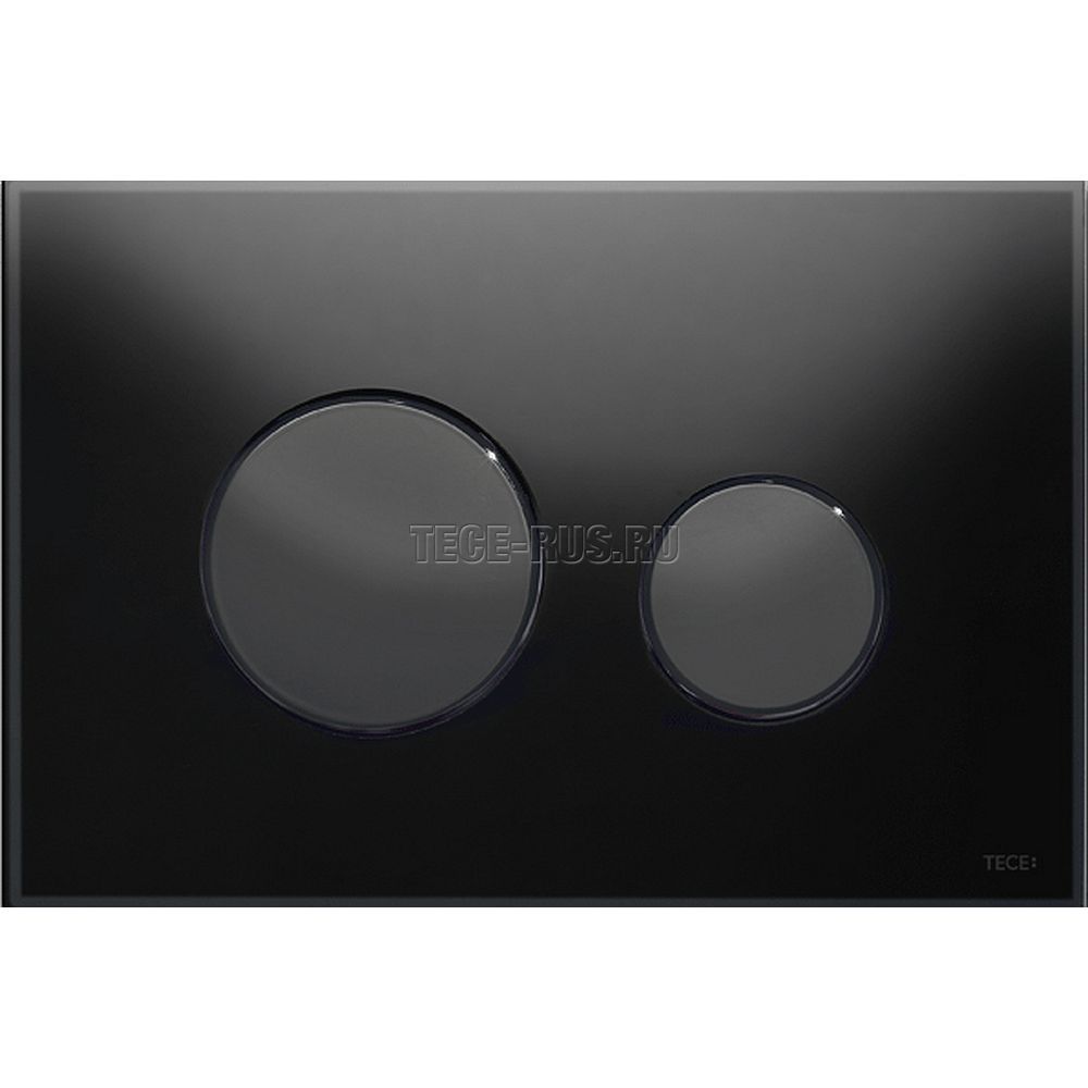 TECEloop панель смыва с двумя клавишами стеклянная стекло черное, клавиши черные, 9240657 (9&nbsp;240&nbsp;657)