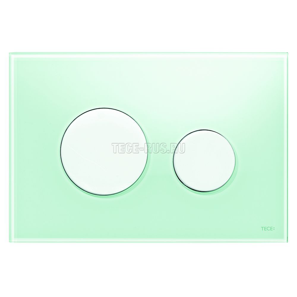 TECEloop панель смыва с двумя клавишами стеклянная стекло зеленое, клавиши белые, 9240651 (9&nbsp;240&nbsp;651)