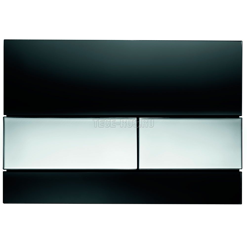 TECEsquare, панель смыва с двумя клавишами стеклянная Стекло черное, клавиши хром глянцевый, 9240807 (9&nbsp;240&nbsp;807)
