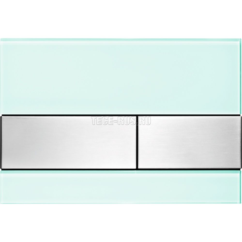 TECEsquare, панель смыва с двумя клавишами стеклянная Стекло зеленое, клавиши нержавеющая сталь, сатин (против отпечатков пальцев), 9240804 (9&nbsp;240&nbsp;804)
