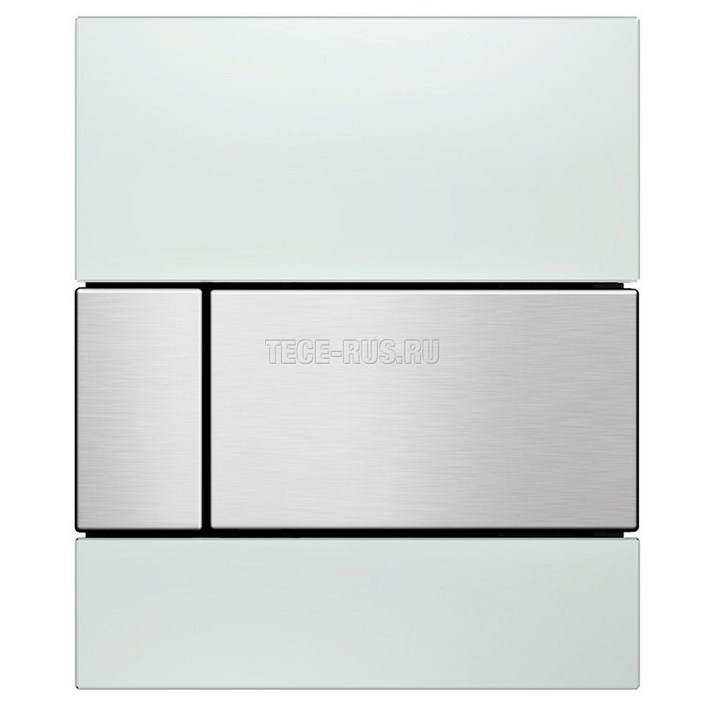 TECEsquare Urinal, панель смыва для писсуара стеклянная стекло белое, клавиша нержавеющая сталь, сатин (против отпечатков пальцев), 9242801 (9&nbsp;242&nbsp;801)