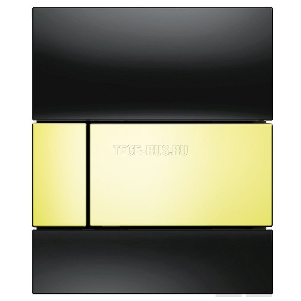 TECEsquare Urinal, панель смыва для писсуара стеклянная стекло черное, клавиша позолоченная, 9242808 (9&nbsp;242&nbsp;808)