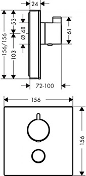 Термостат hansgrohe ShowerSelect Highfow для душа с отдельным выводом для ручного душа, стеклянный 15735600