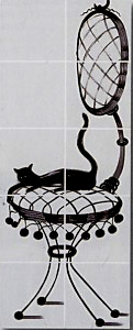 CERAMICA BARDELLI Cuban Black Декор &quot-Кошка на стуле&quot- 20x20 (сет 8шт)