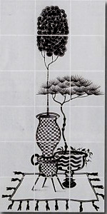 CERAMICA BARDELLI Cuban Black Декор &quot-Растения в горшке&quot- 20x20 (сет 11шт)