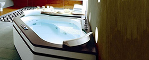 Напольная угловая ванна с гидромассажем 9F43-512A Jacuzzi Aura Corner 140